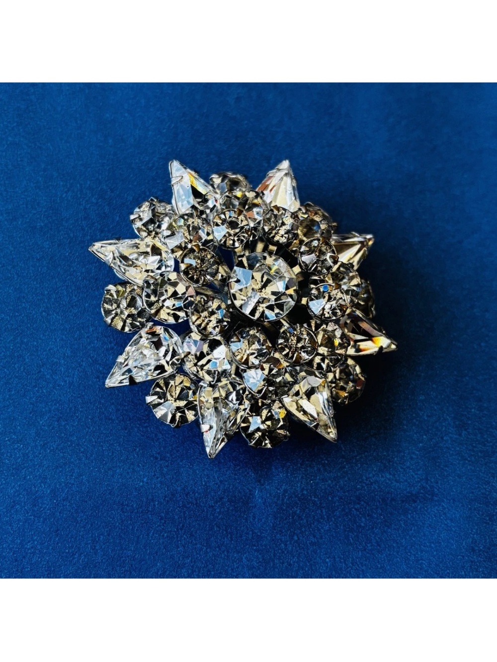 Crystal Starburst Brooch - Clear Rhinestone Accent